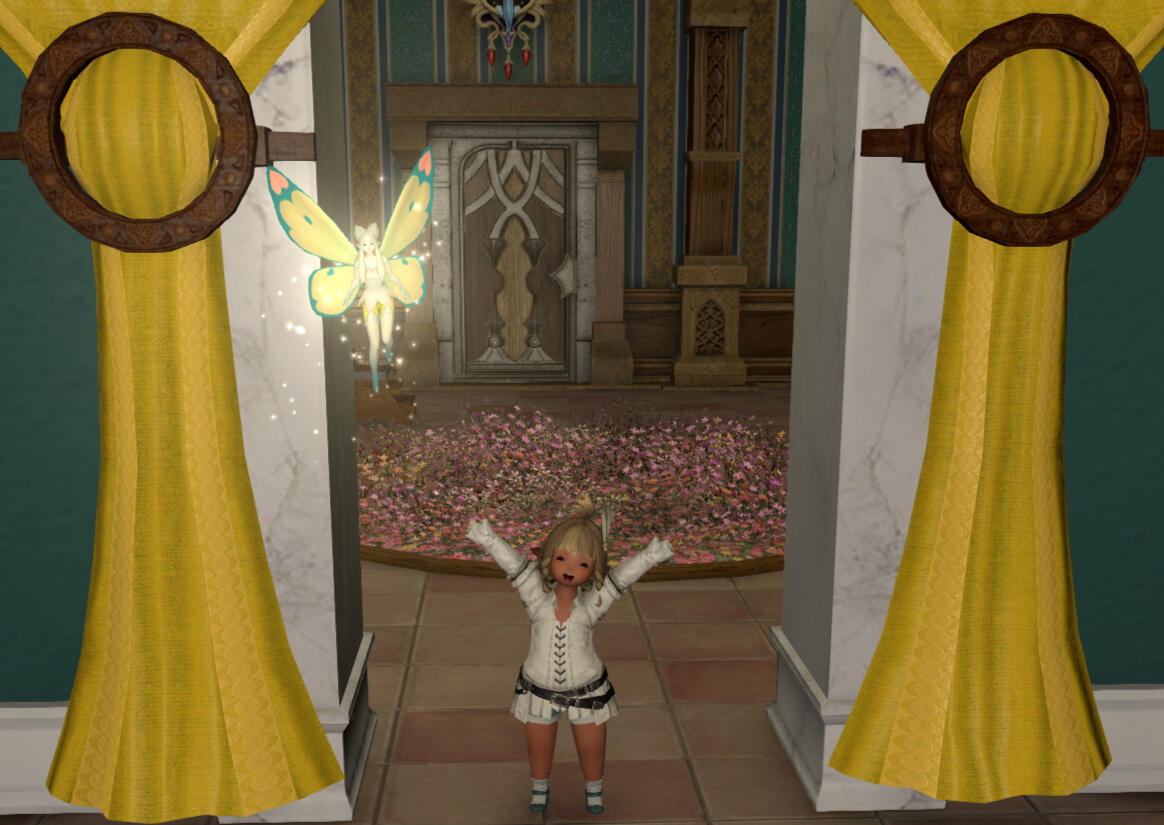 Nyra and I surrounded by yellow